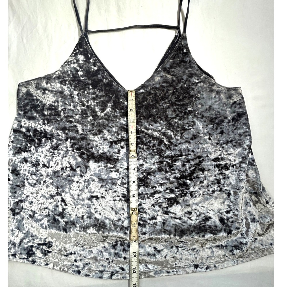 American Eagle Velvet Tank Top XL‎ Silver Y2K Grunge Festival Soft Goth Glam